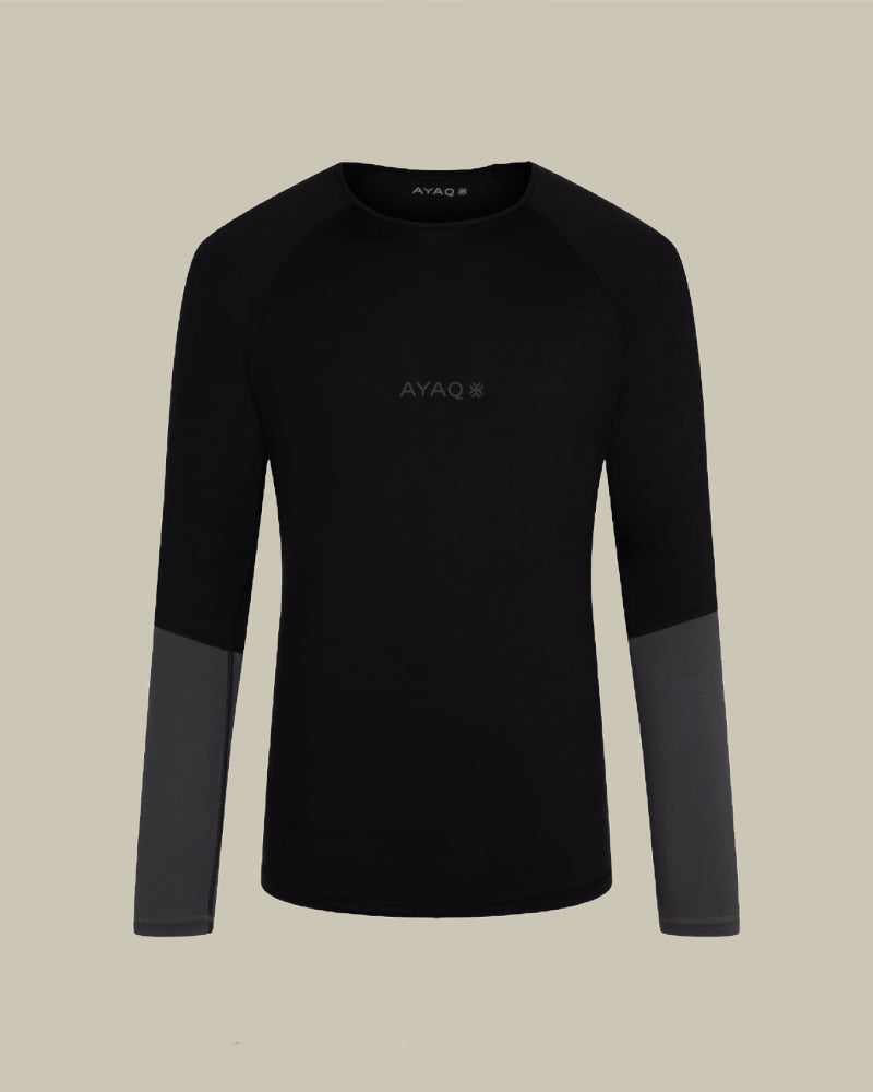 MEFONNA Merino Wool Long Sleeved T Shirt Black