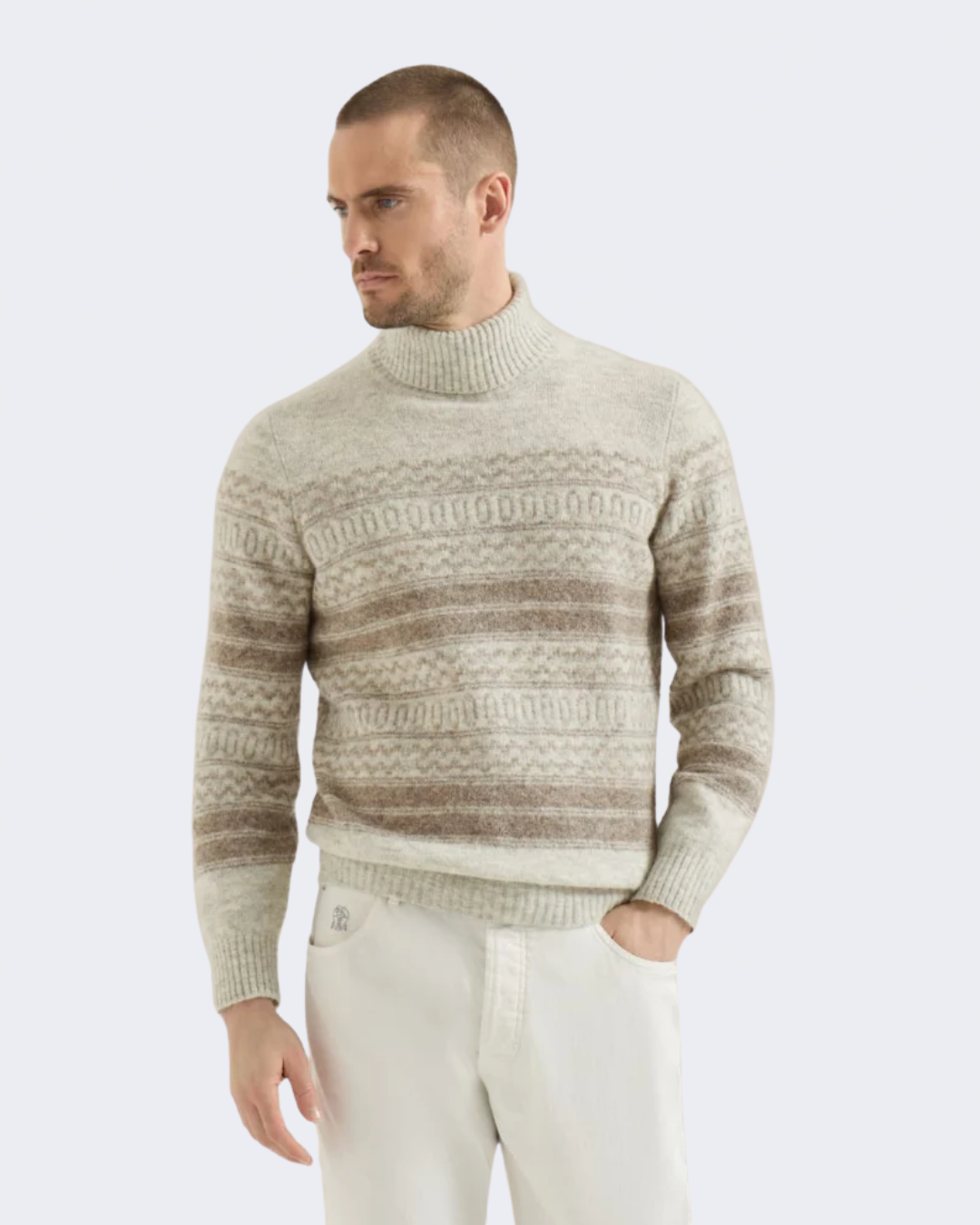 Alpaca, Cashmere & Wool Nordic Jacquard Turtleneck Sweater