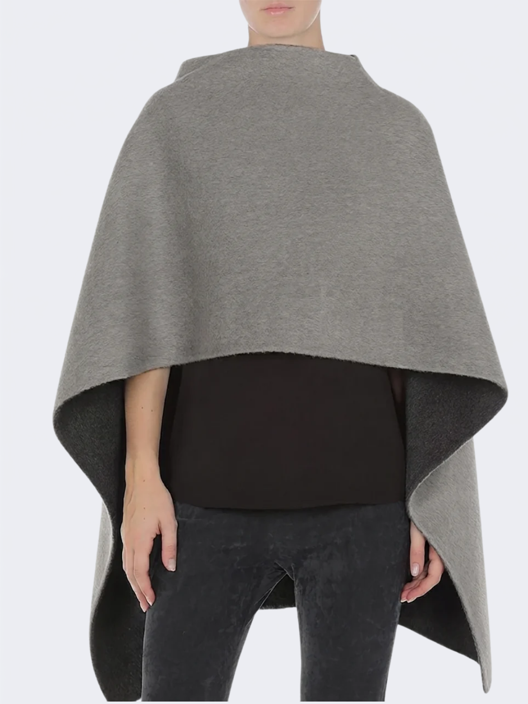Asymmetrical Two-Tone Double Cloth Cape