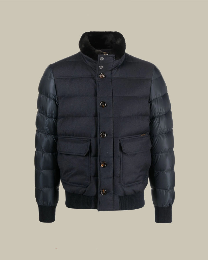 AUDENIO Short Down Bomber With Fur Collar