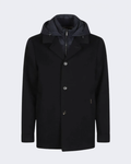 BAROLO Navy Hybrid Wool Overcoat