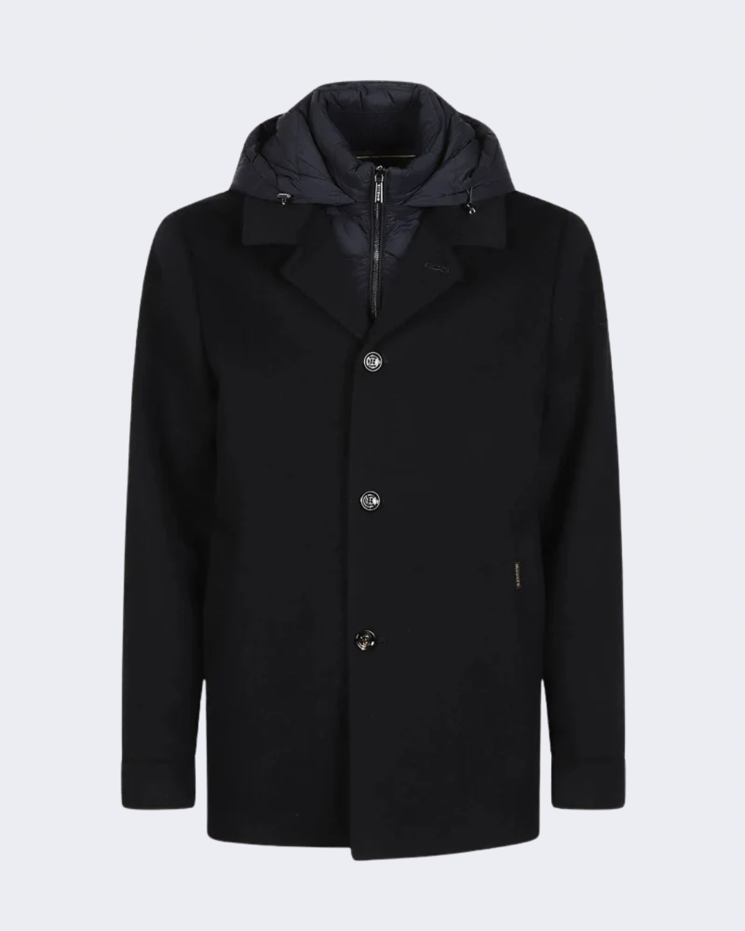 BAROLO Navy Hybrid Wool Overcoat