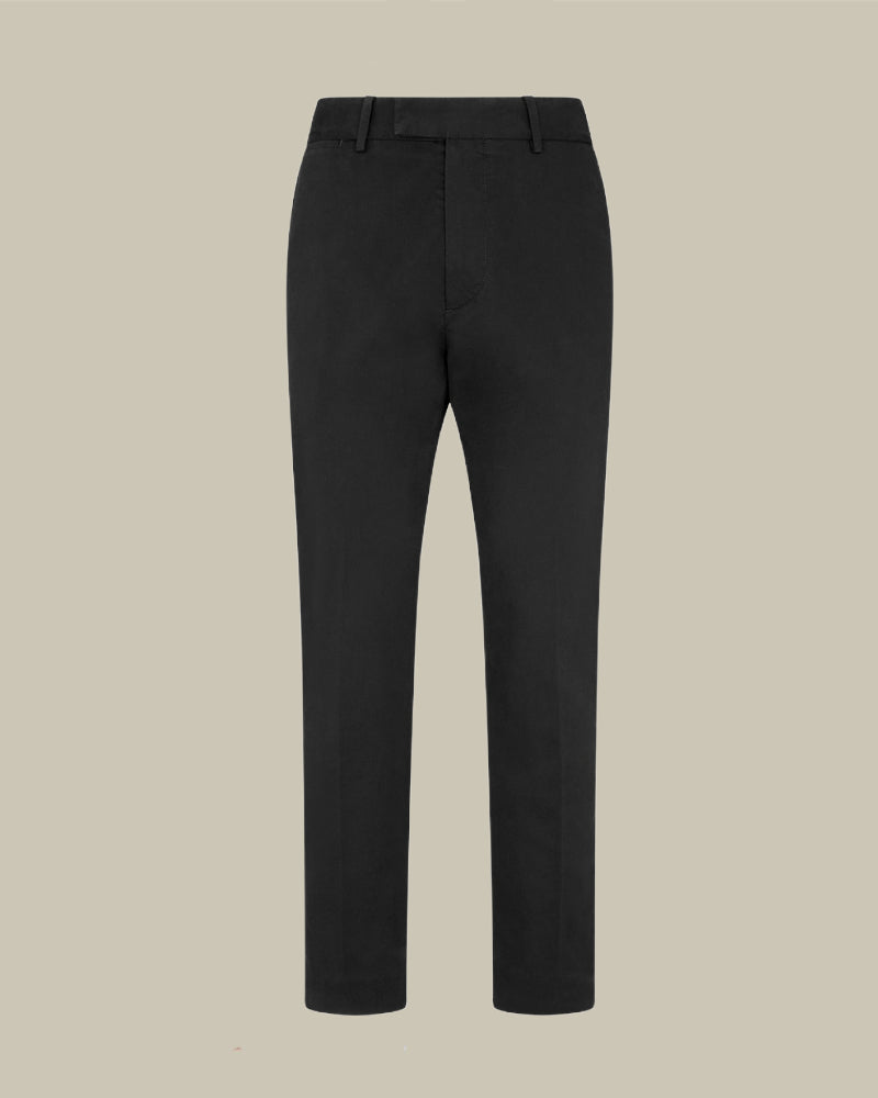 Black Stretch Cotton Twill Chino