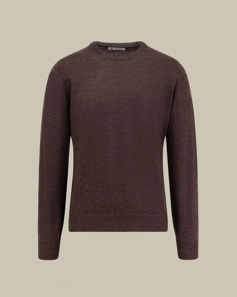 Brown Cashmere & Silk Crew Neck