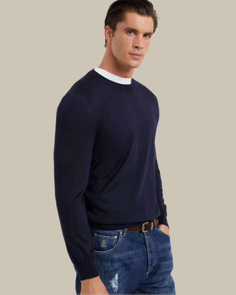 Cashmere & Silk Crewneck Navy