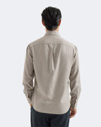 Beige Brushed Cotton Shirt With Spread Collar