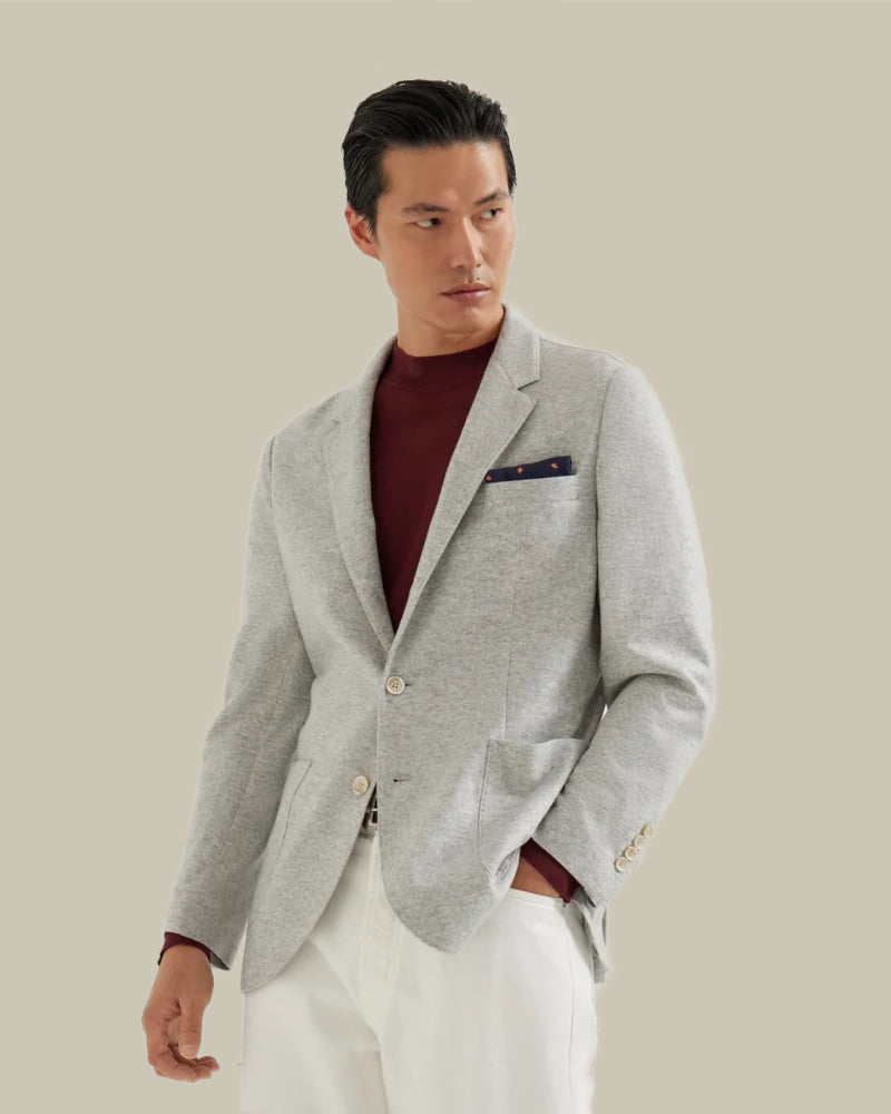 Cashmere Jersey Blazer Pearl Grey