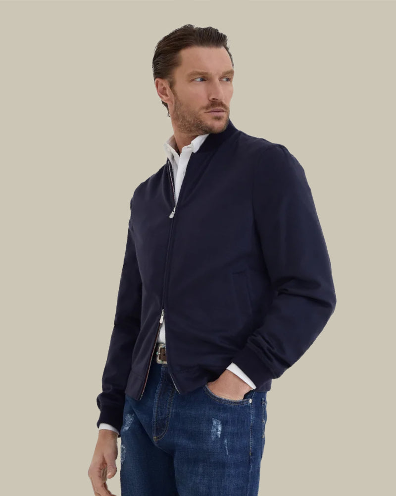 Navy Pure Cashmere Blouson