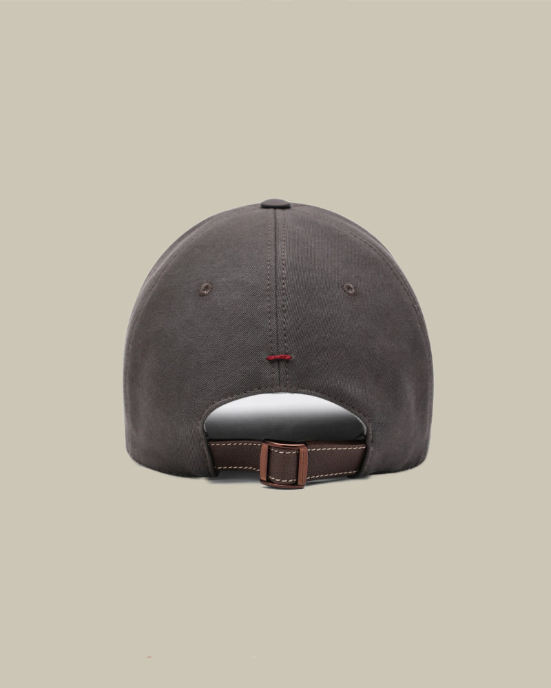 Brown Garment-Dyed Twisted Cotton Gabardine Baseball Logo Cap