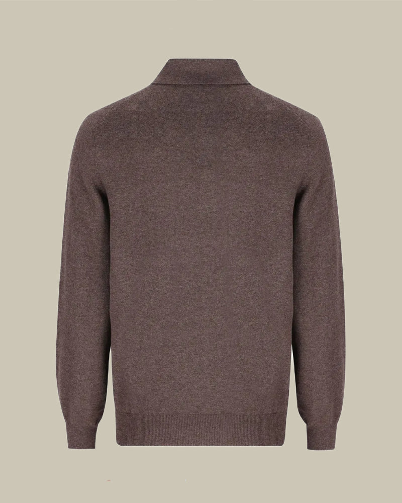 Dark Brown Cashmere Knit Polo Shirt