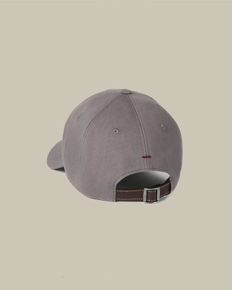 Taupe Cotton Logo Embroidered Baseball Cap