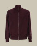 Burgundy Cashmere High Neck Zip Cardigan