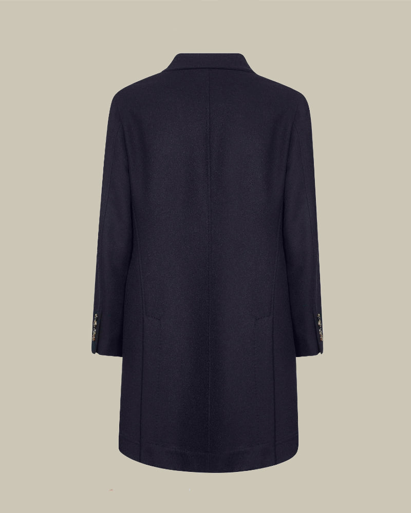 Unlined Virgin Wool Navy Overcoat