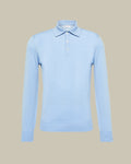 Sky Blue Virgin Wool & Cashmere Blend Knit Polo