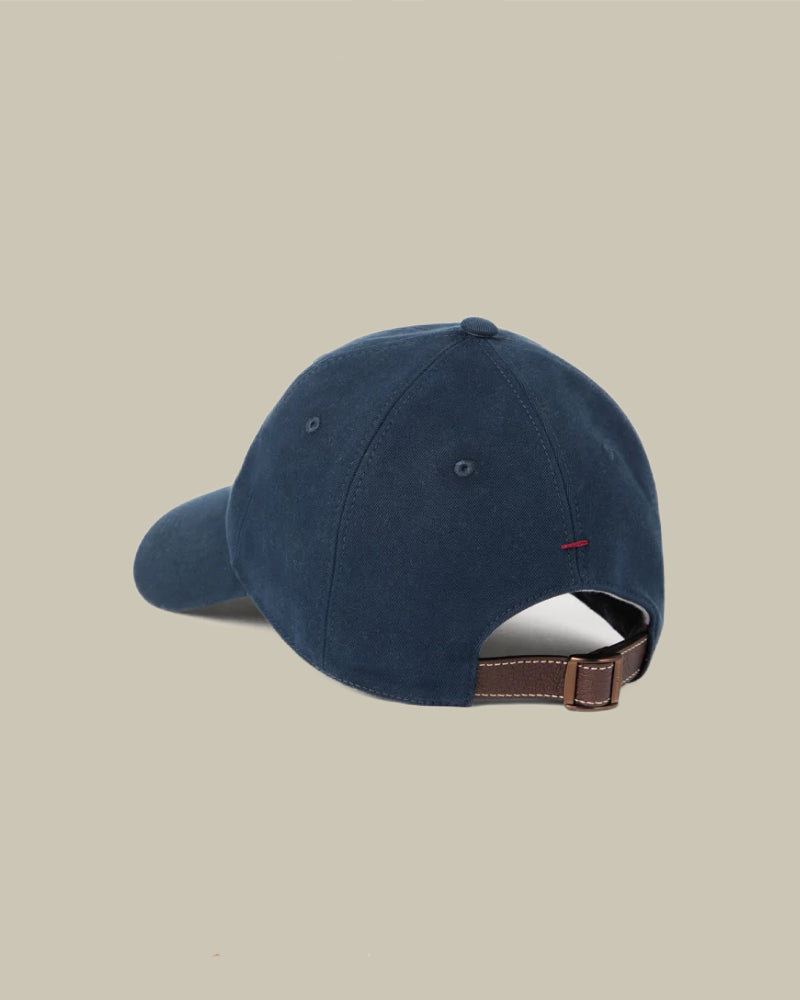 Navy Garment-Dyed Twisted Cotton Gabardine Baseball Logo Cap