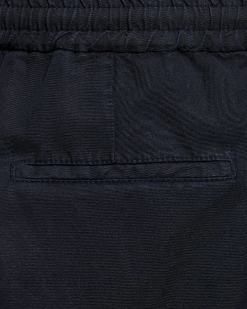 Navy Linen Blend Drawstring Trouser