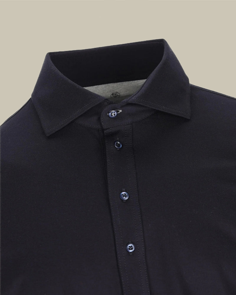 Long Sleeve Navy Cotton Polo