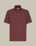 Burgundy Virgin Wool, Silk & Cotton Piqué Polo Shirt
