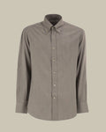 Stone Grey Stretch Cotton Button Down Chevron Flannel Shirt
