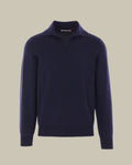 Navy Cashmere Knitted Skipper Collar Polo