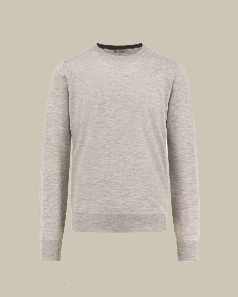 Ice Grey Cashmere & Silk Crew Neck