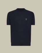 Black Cotton Knitted Mock Neck T Shirt