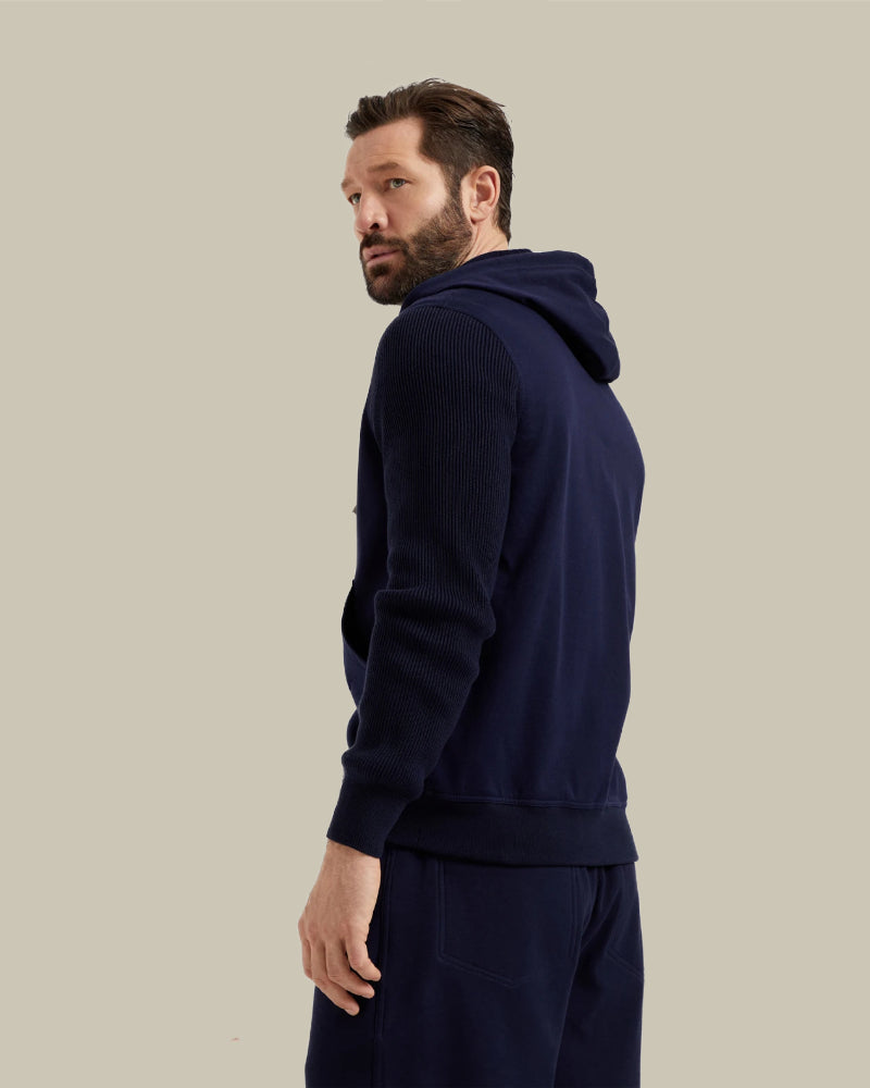 Navy Cotton Jersey & Cable Knit Tracksuit