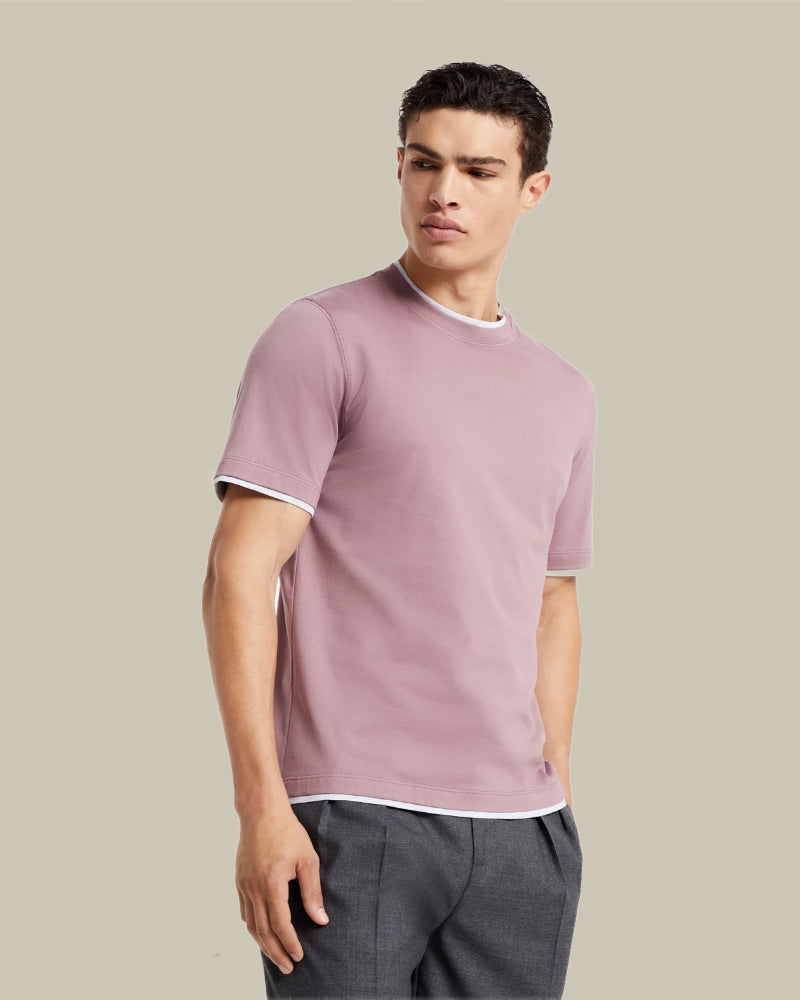 Pink Tipping Cotton T Shirt