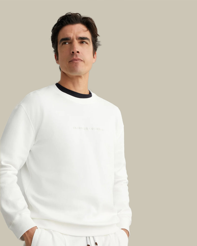 White Crew Neck Logo Sweatshirt