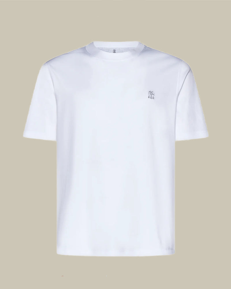 White Cotton Logo T Shirt