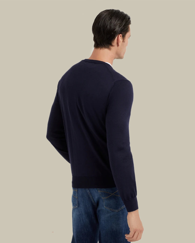 Cashmere & Silk Crewneck Navy