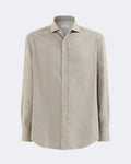 Beige Brushed Cotton Shirt With Spread Collar
