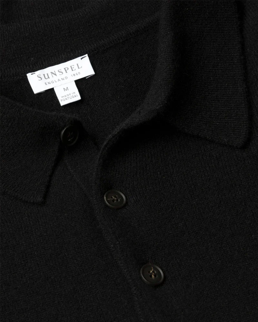 Black Pure Cashmere Knit Polo