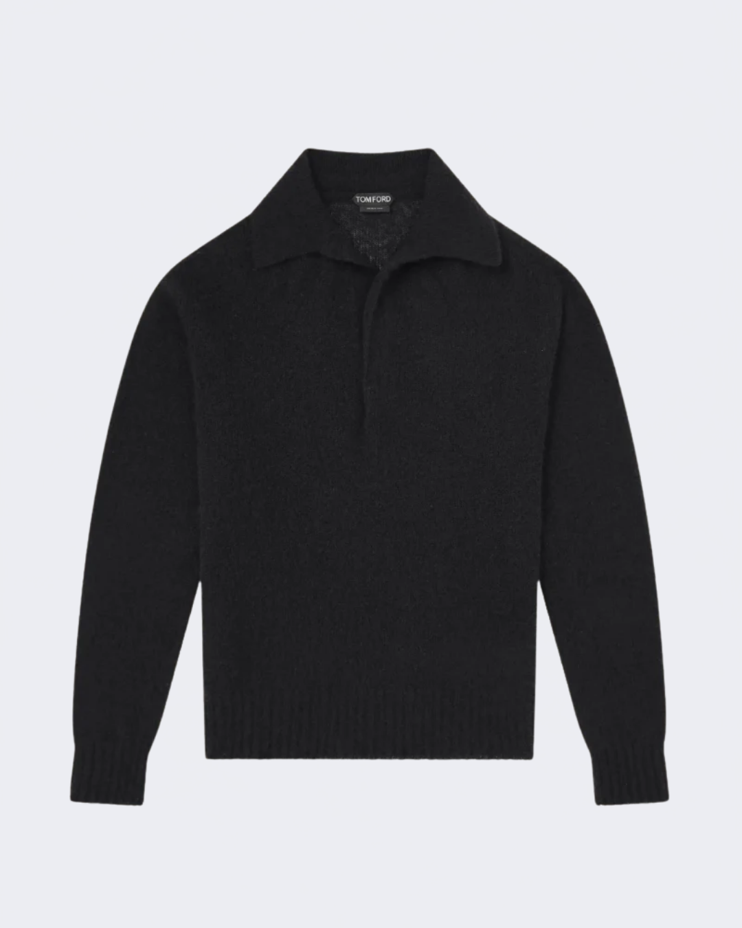 Black Seamless Cashmere Silk Knitted Polo