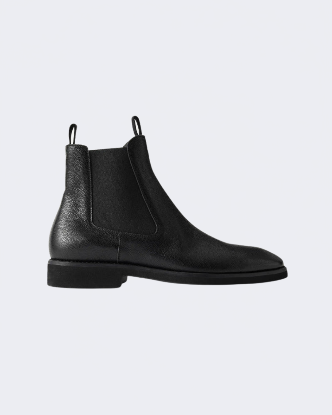 Black Small Grain Leather Owen Chelsea Boot