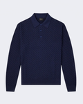 Blue Roman Weave Cotton, Cashmere & Silk Knit Polo