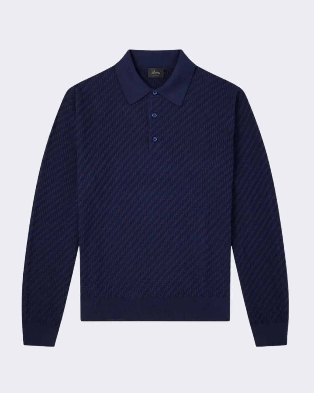 Blue Roman Weave Cotton, Cashmere & Silk Knit Polo