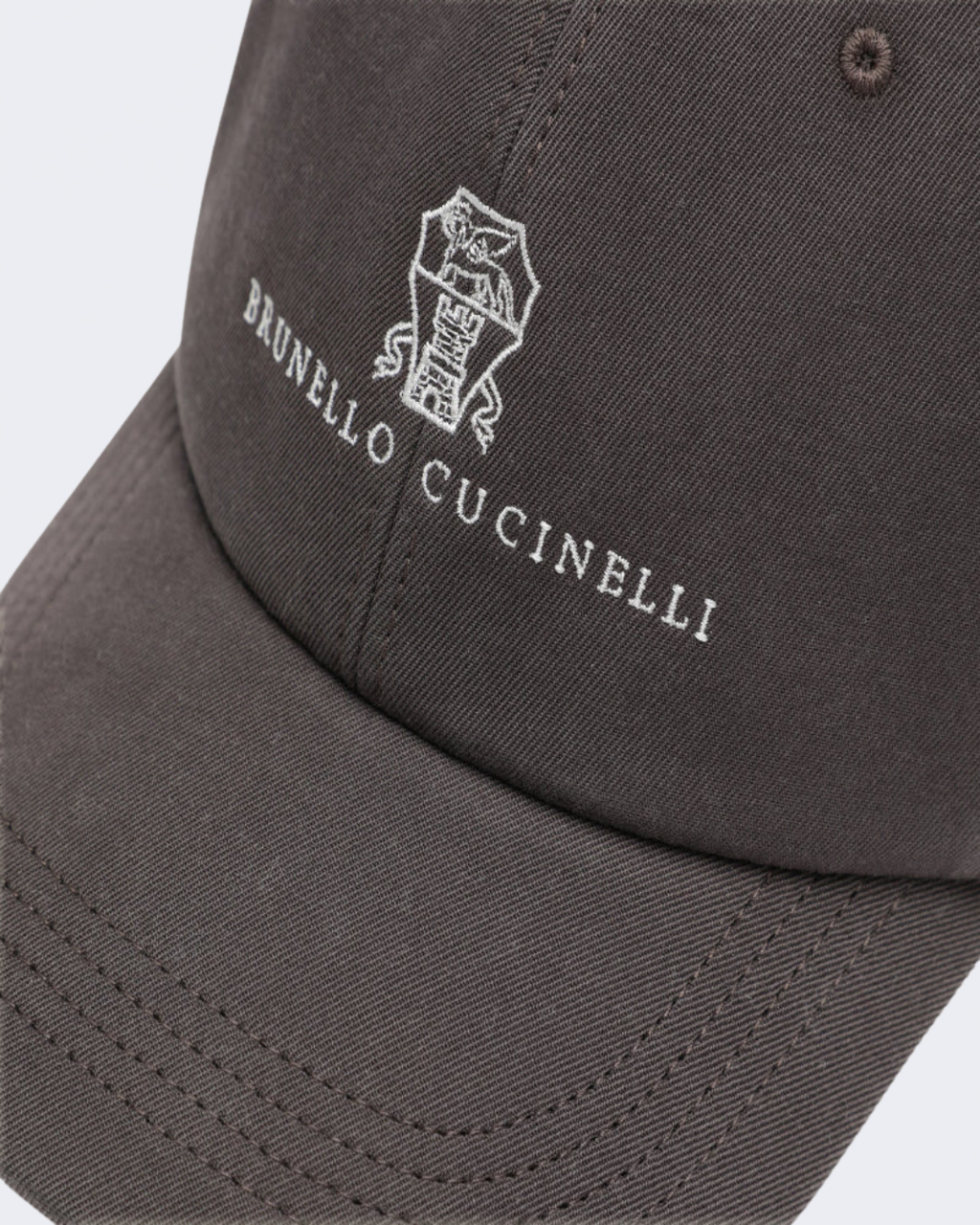 Brown Garment-Dyed Twisted Cotton Gabardine Baseball Logo Cap