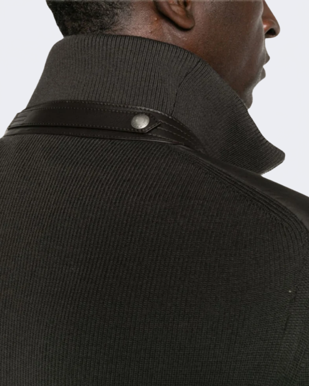 Brown Nylon Front Merino Full Zip