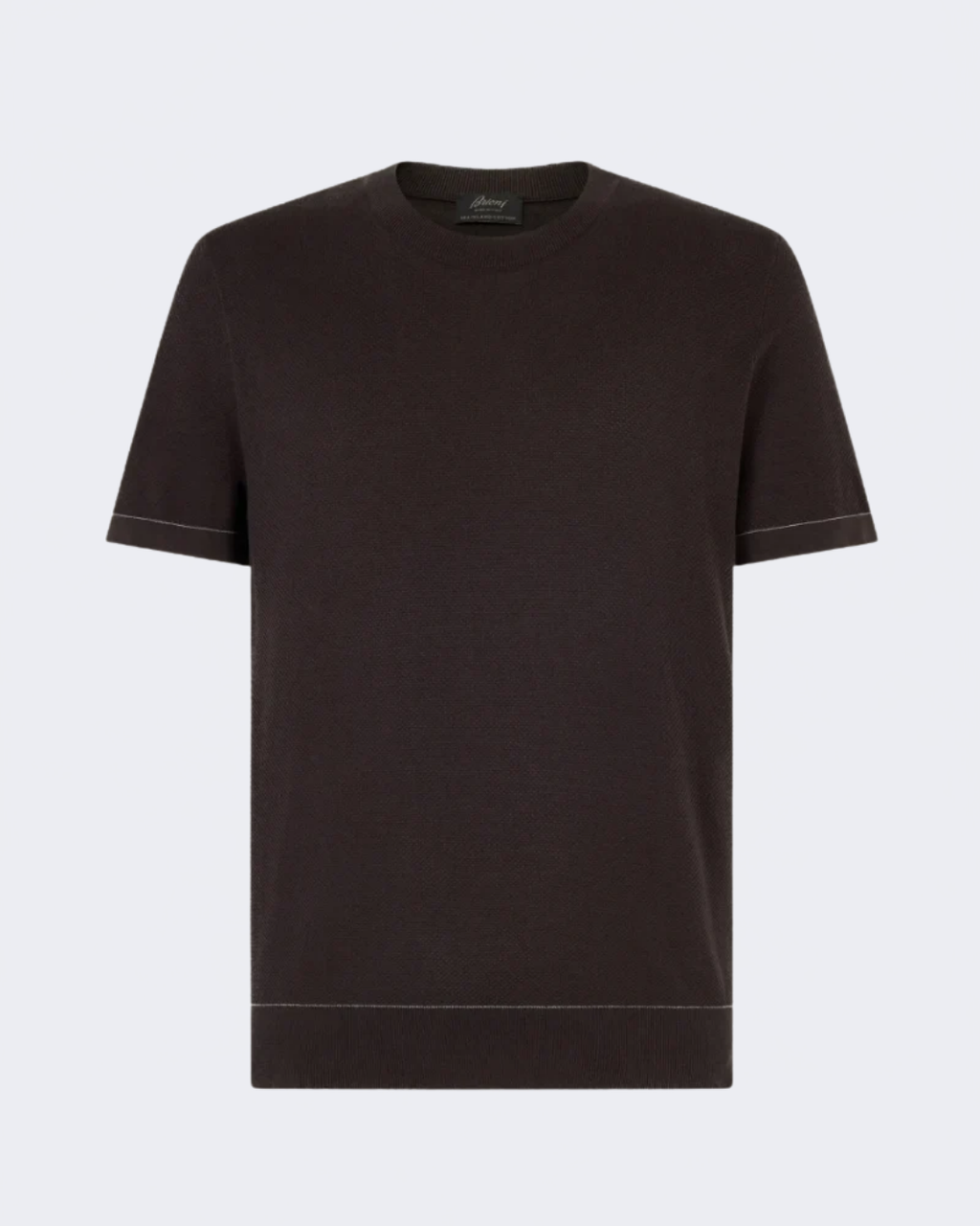 Brown Sea Island Cotton Birdseye Weave Knitted Crew Neck