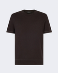 Brown Sea Island Cotton Birdseye Weave Knitted Crew Neck