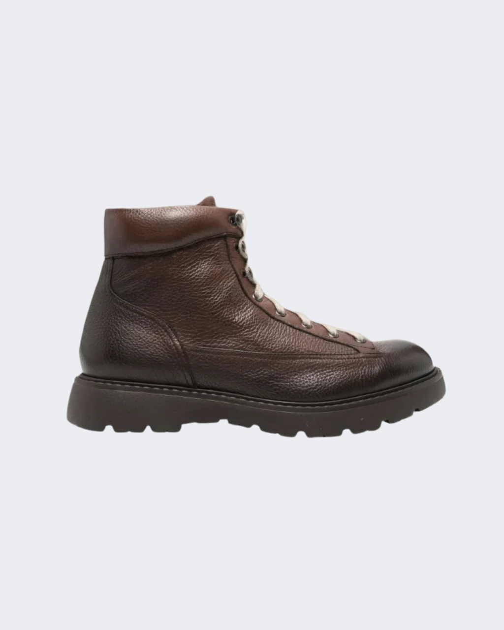 Brown Soft Grain Leather Laced Ankle Boot