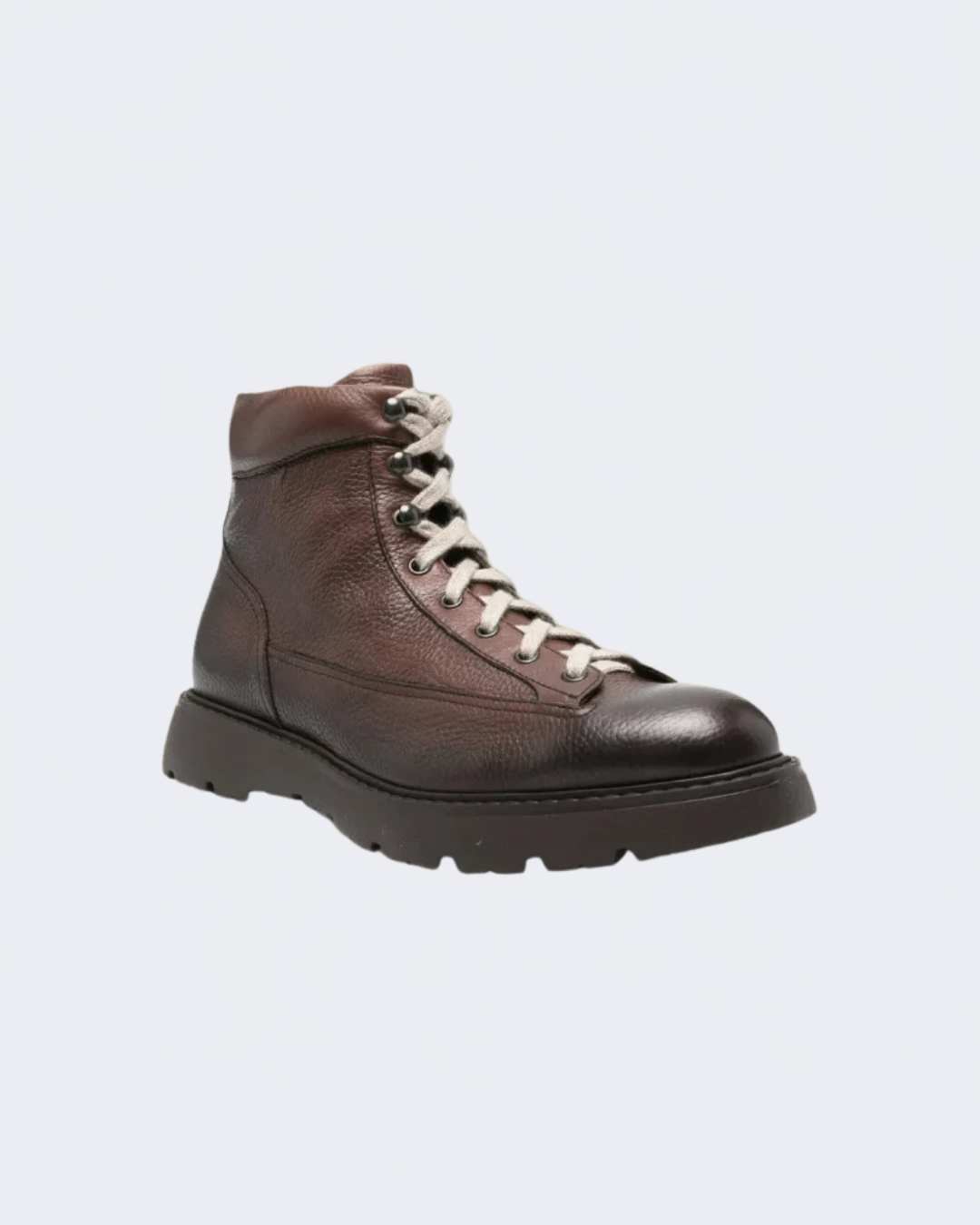 Brown Soft Grain Leather Laced Ankle Boot