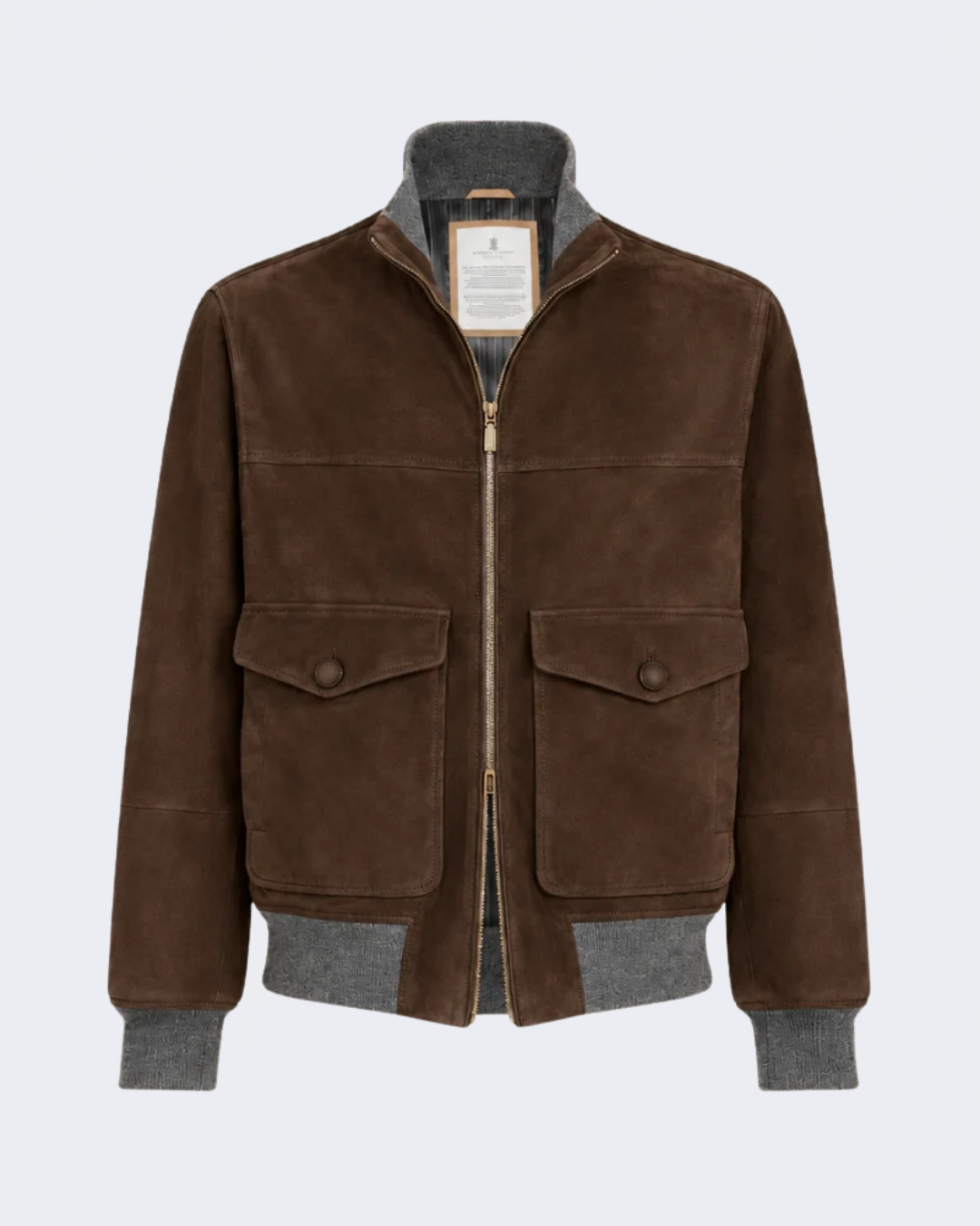 Brown Suede Bomber Jacket with Thermore® Padding