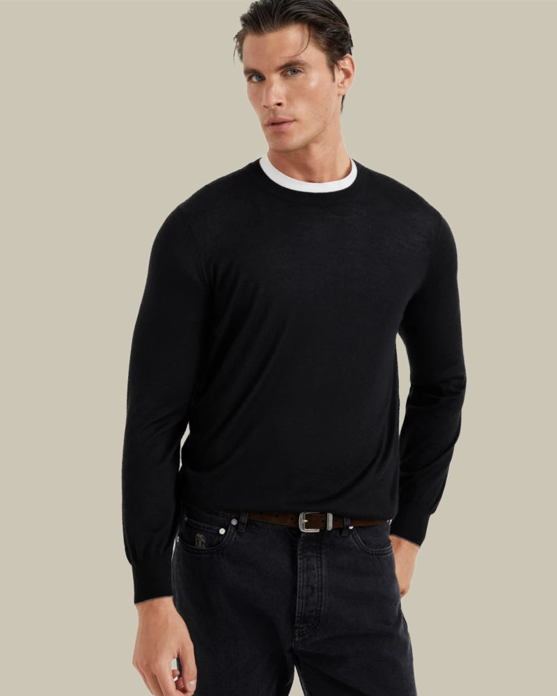 Cashmere & Silk Crewneck Black