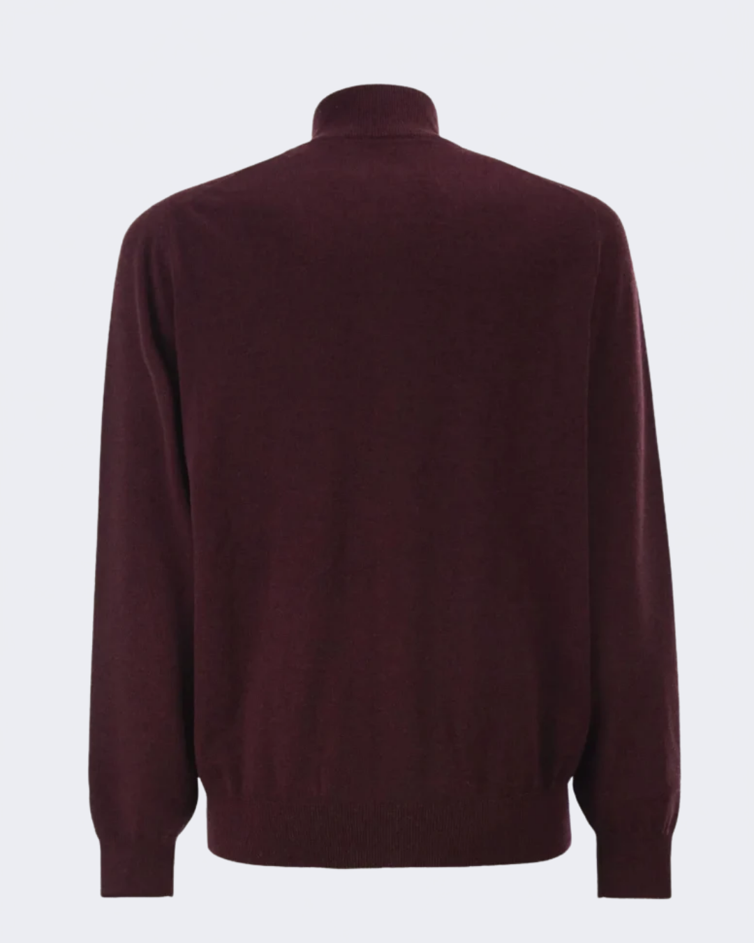 Burgundy Cashmere High Neck Zip Cardigan