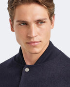 Navy Blue Cashmere Reversible Bomber Jacket