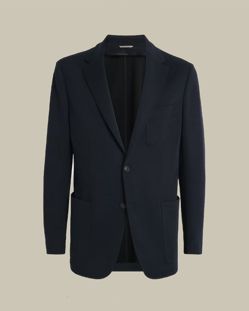 Navy Wool & Cashmere Jersey Jacket