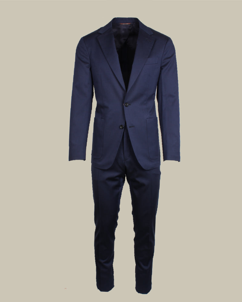 Blue Wool Lyocell Blend Unlined Suit