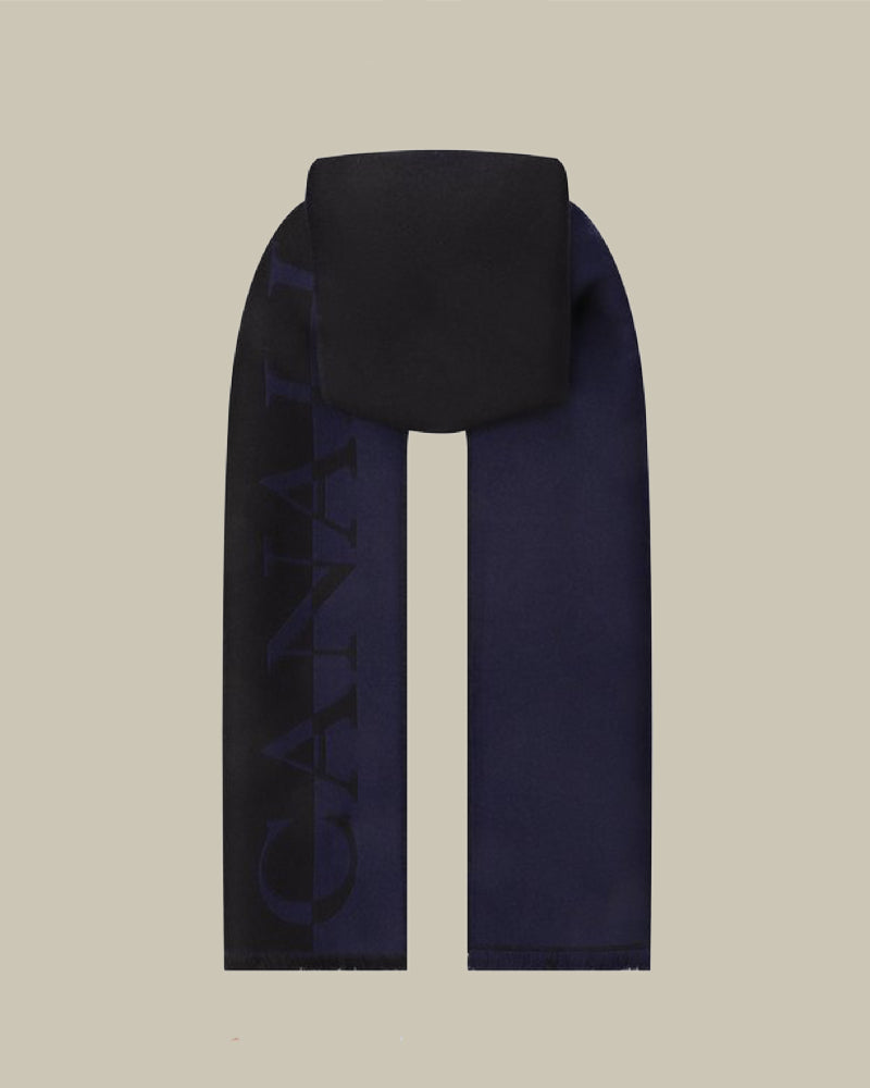 Double-Effect Navy Pure Wool Scarf